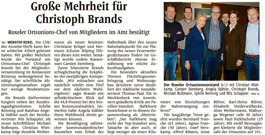 WN 14032015 Grosse Mehrheit für Christoph Brands WN 14032015 Grosse Mehrheit für Christoph Brands