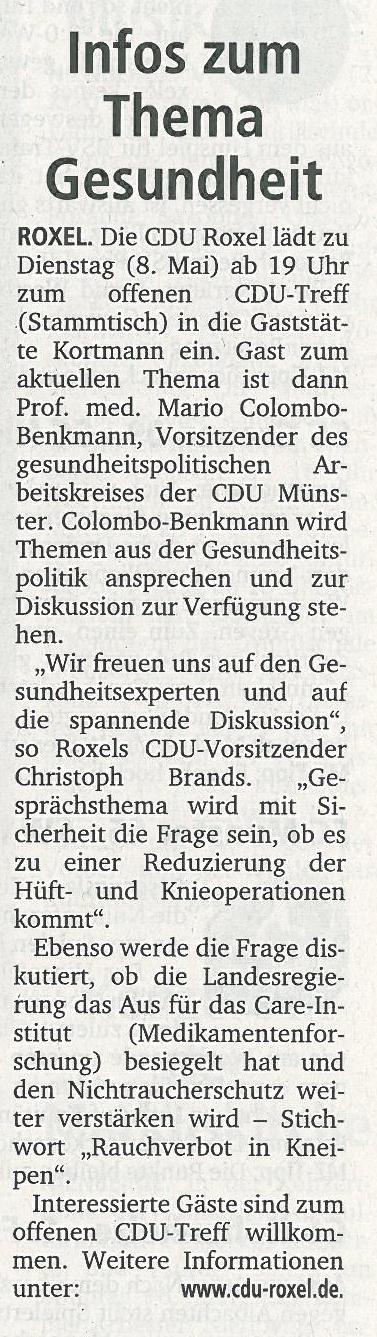 Infos zum Thema Gesundheit, 05.05.12 MZ Infos zum Thema Gesundheit, 05.05.12 MZ