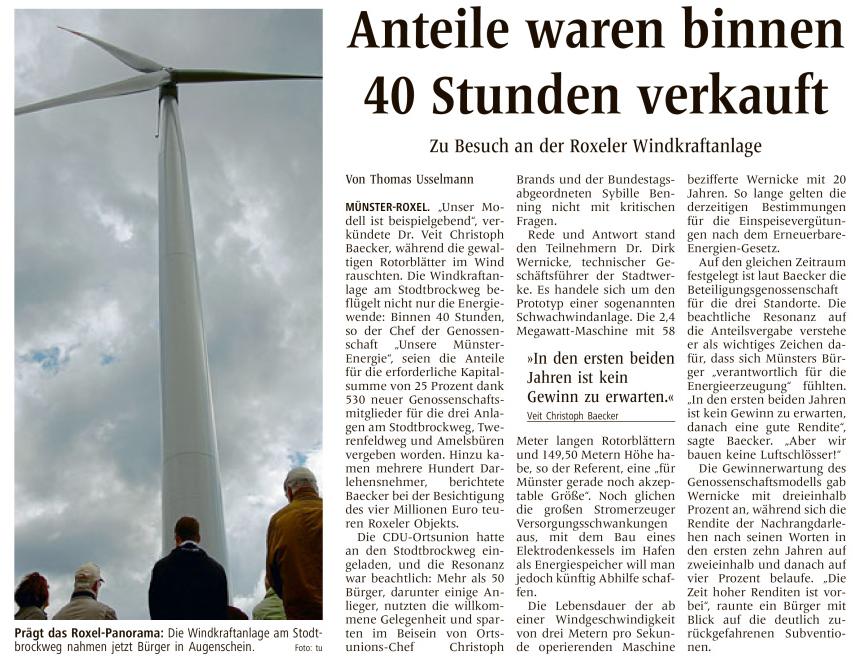 WN 020615 Anteile waren binnen 40 Stunden verkauft WN 020615 Anteile waren binnen 40 Stunden verkauft