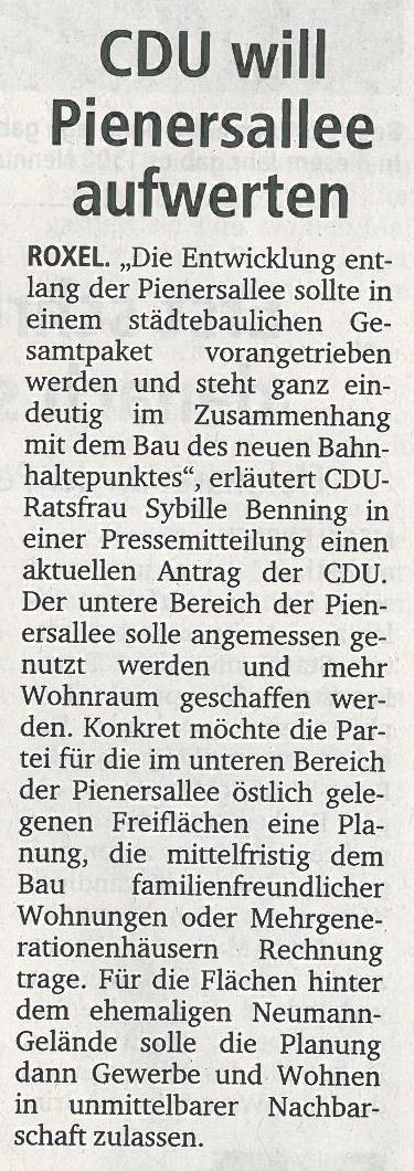 CDU will Pienersallee aufwerten, 25.06.12 MZ CDU will Pienersallee aufwerten, 25.06.12 MZ