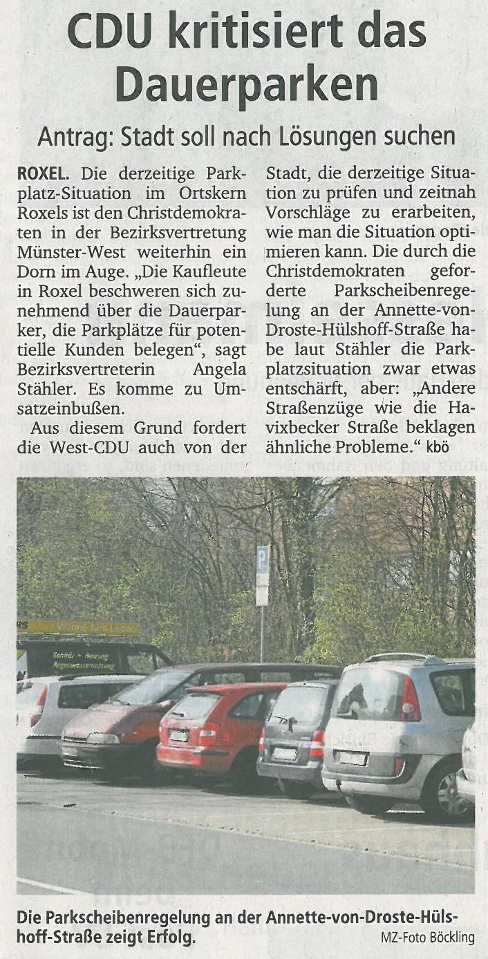 CDU kritisiert das Dauerparken, 12.09.12 MZ CDU kritisiert das Dauerparken, 12.09.12 MZ