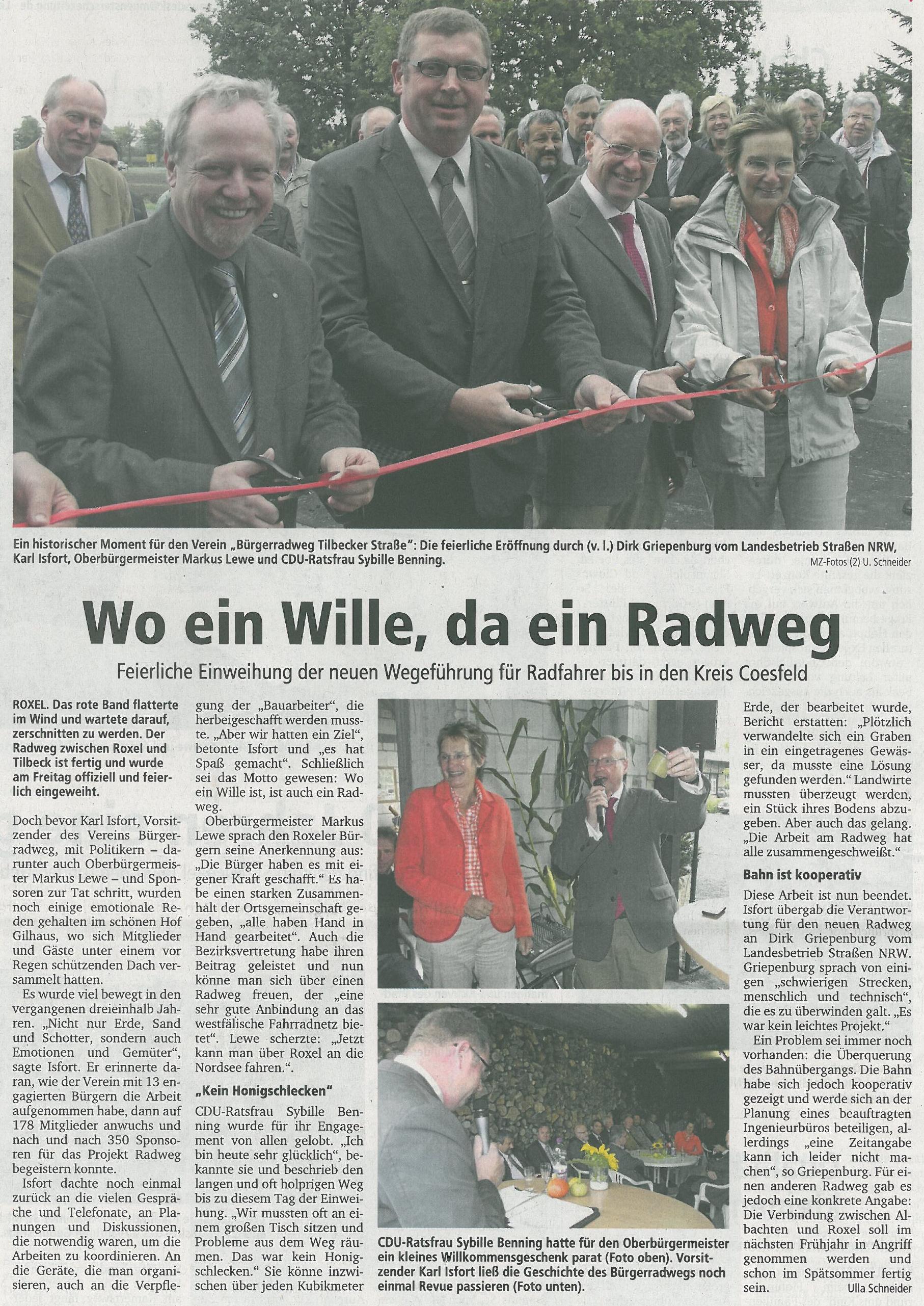 Wo ein Wille, da ein Radweg, 17.09.12 MZ Wo ein Wille, da ein Radweg, 17.09.12 MZ