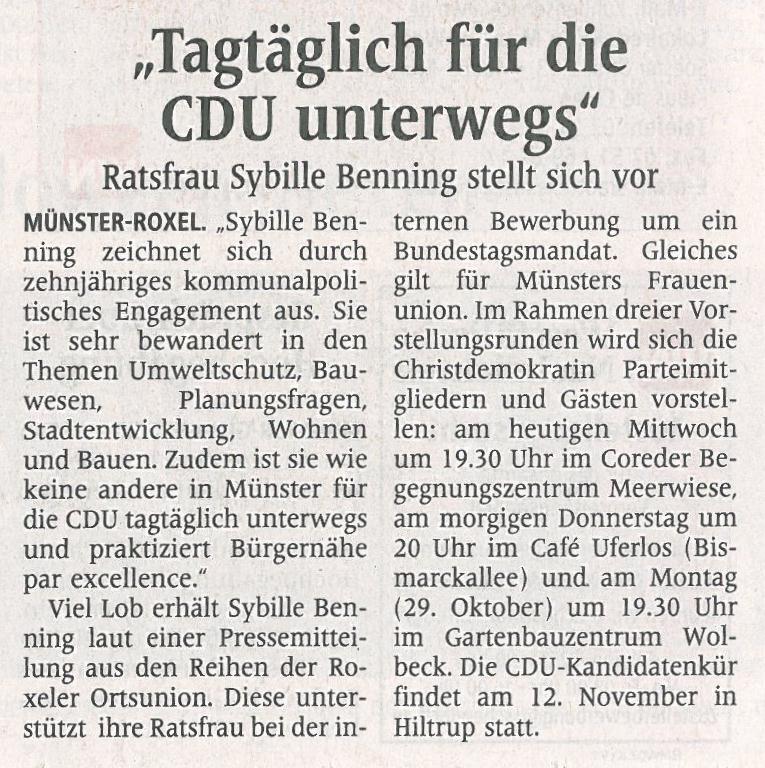 Tagtäglich für die CDU unterwegs, 24.10.12 WN Tagtäglich für die CDU unterwegs, 24.10.12 WN