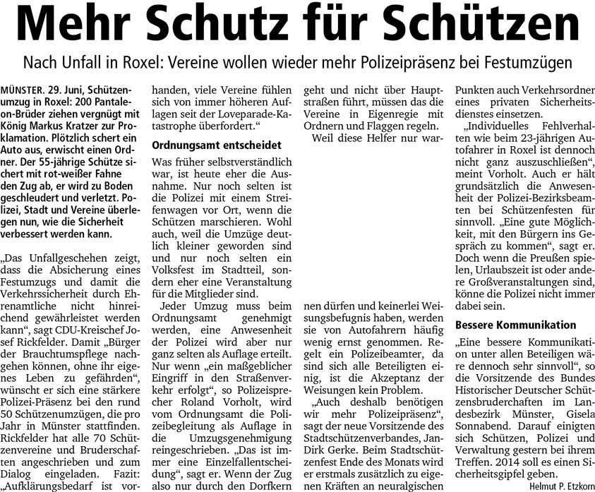 Mehr Schutz für Schützen, 22.08.13 MZ Mehr Schutz für Schützen, 22.08.13 MZ