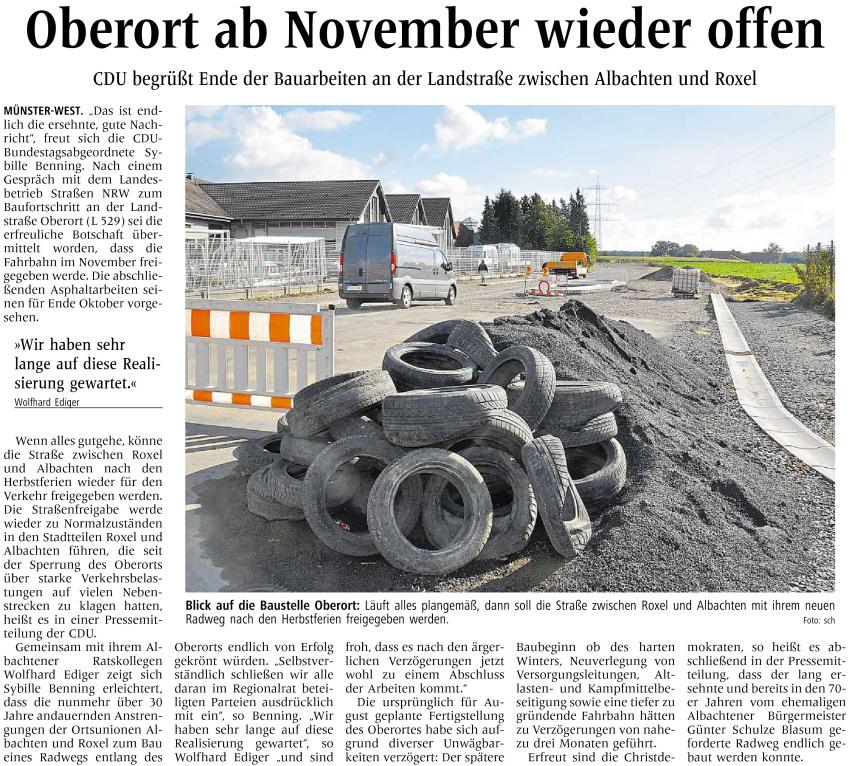 Oberort ab November wieder offen, 12.10.13 WN Oberort ab November wieder offen, 12.10.13 WN