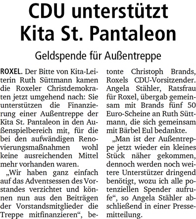 CDU unterstützt Kita in St. Pantaleon, 16.01.14 MZ CDU unterstützt Kita in St. Pantaleon, 16.01.14 MZ