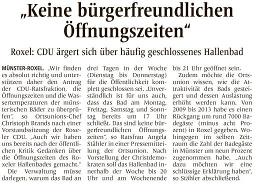 10.03.14 WN, Keine bürgerfreundlichen Öffnungszeiten 10.03.14 WN, Keine bürgerfreundlichen Öffnungszeiten